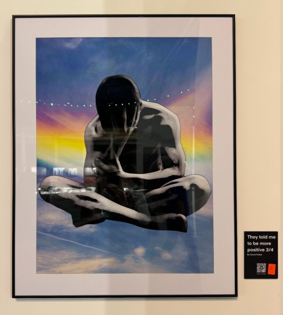 Work on display at MoBU with wall label